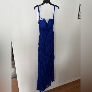 Elegant Blue Lace Evening Gown or Prom Dress